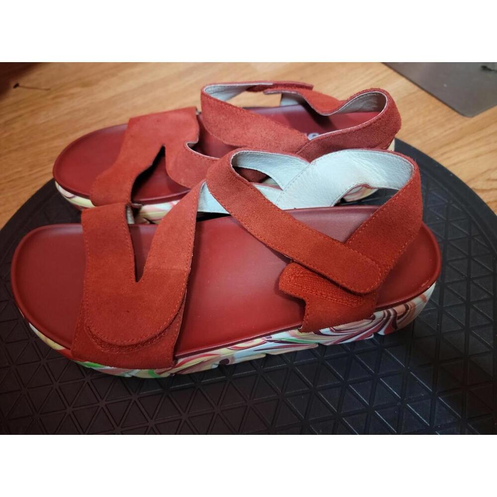 Alegria by PG Lite ANA-172 Wedge Sandals US 8 Red Suede Multicolor soles - Picture 2 of 8